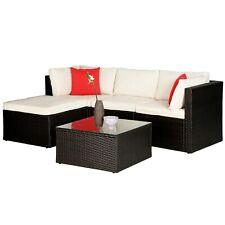 5 Pieces Rattan Patio Furniture Sets All Weather Wicker Sectional Sofa Modular - Furniture4Design