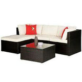 5 Pieces Rattan Patio Furniture Sets All Weather Wicker Sectional Sofa Modular - Furniture4Design