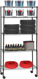 5-Tier Steel Wire Shelving Unit with Adjustable Shelves and Wheels - Furniture4Design