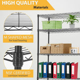 5-Tier Steel Wire Shelving Unit with Adjustable Shelves and Wheels - Furniture4Design