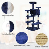 54in Navy Blue Cat Tree Tower with Scratching Post and Cozy Condo - Furniture4Design