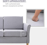 56 Upholstered Loveseat Sofa with Wooden Legs, Light Grey - Furniture4Design