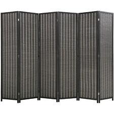 6 Panel 72 Inch Room Divider Bamboo Folding Privacy Wall Divider Wood Screen - Furniture4Design