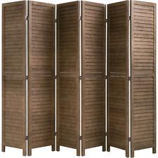 6 Panel Wood Room Divider, Privacy Wall Divider Folding Wood Screen Panel, Brown - Furniture4Design