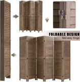 6 Panel Wooden Folding Room Divider for Home and Office - Brown - Furniture4Design