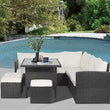 7 Pieces Patio Dining Set with Space Saving Rattan Chairs and Coffee Table - Furniture4Design