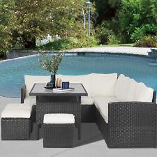 7 Pieces Patio Dining Set with Space Saving Rattan Chairs and Coffee Table - Furniture4Design