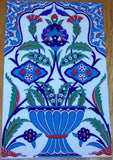 9 7/8" x 15 3/4" Turkish Iznik Floral Vase Pattern Ceramic Tile Mural - Furniture4Design