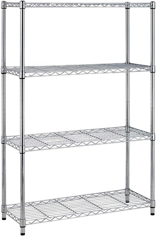 Adjustable 4-Tier Steel Wire Shelving Rack (36x14x54, Black/Chrome) - Furniture4Design