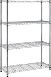 Adjustable 4-Tier Steel Wire Shelving Rack (36x14x54, Black/Chrome) - Furniture4Design