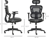 Adjustable High Back Mesh Office Chair with Lumbar Support and Headrest, Black - Furniture4Design