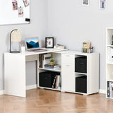 Adjustable L-Shape Computer Desk White with Convertible Workspace - Furniture4Design