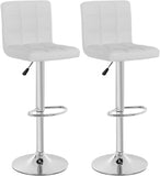 Adjustable Swivel White Leather Barstools Set of 2 with Modern Style - Furniture4Design