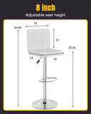 Adjustable Swivel White Leather Barstools Set of 2 with Modern Style - Furniture4Design