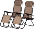 Adjustable Zero Gravity Lounge Chair Set for Outdoor Relaxation (TAN) - Furniture4Design