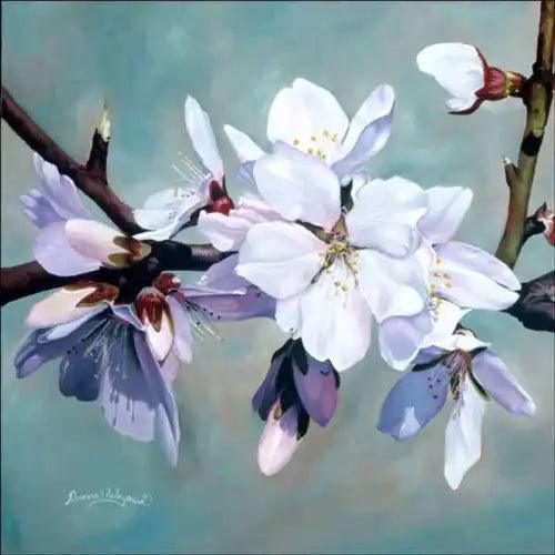 Almond Blossom Accent & Decor Donna Wayman Floral Art Ceramic Tile POV-DW001AT - Furniture4Design