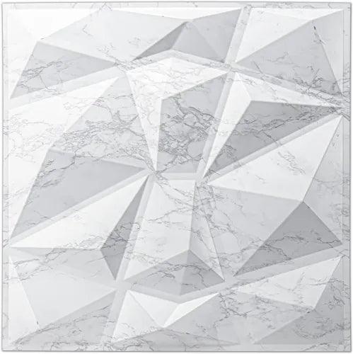 Art3d Textures 3D Wall Panels White Diamond Design Pack of 12 Tiles 32 Sq Ft PVC - Furniture4Design