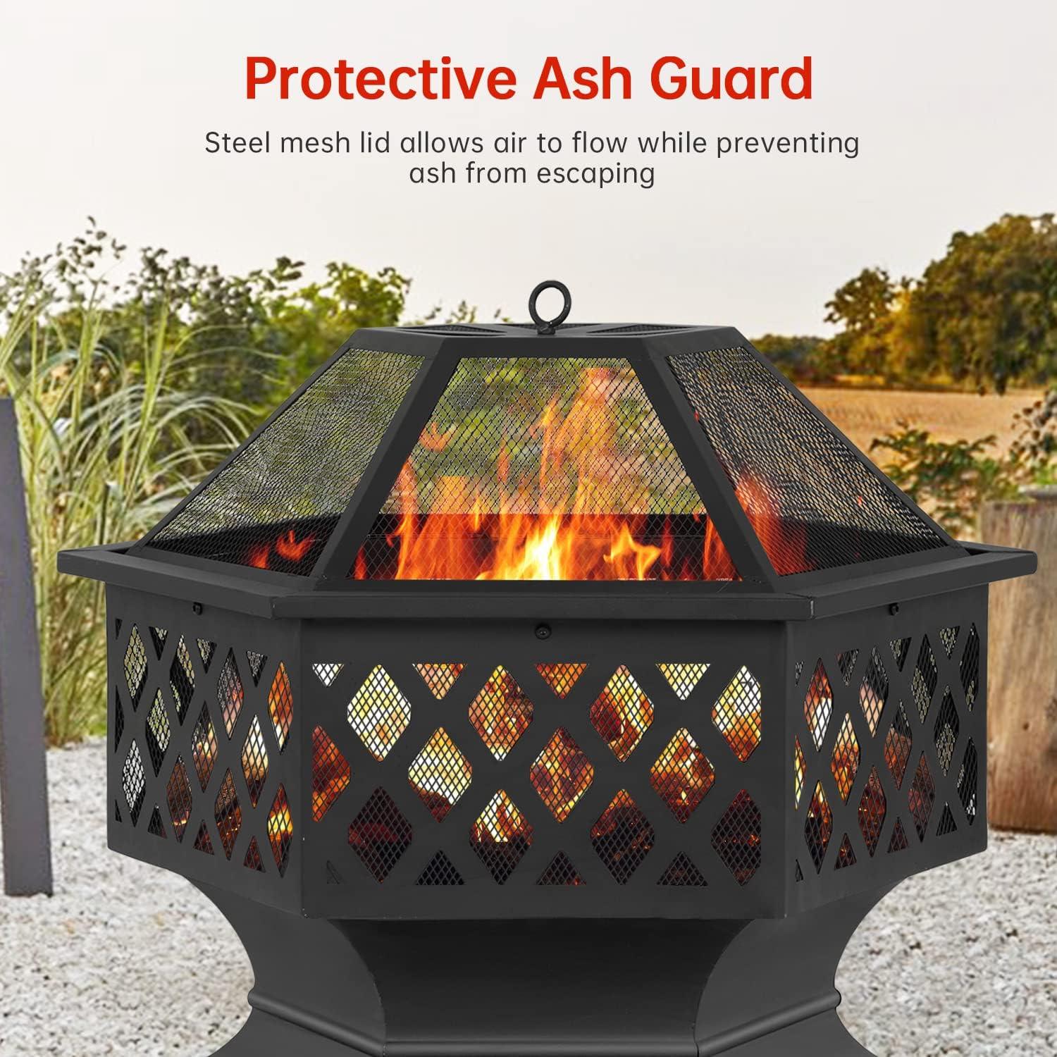 Backyard Bliss 28 Rust-Resistant Steel Fire Pit for Camping and Outdoor Gatherings - Furniture4Design