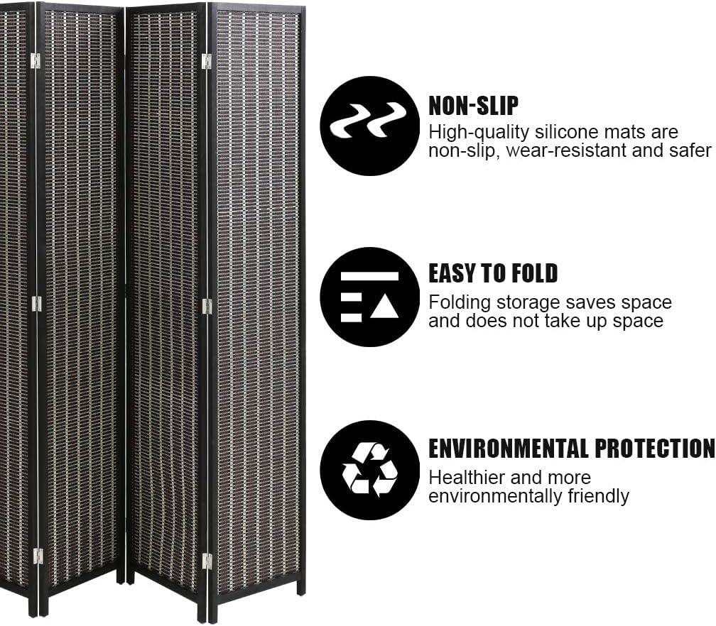 Bamboo 6-Panel 72 Inch Folding Room Divider - Black - Furniture4Design