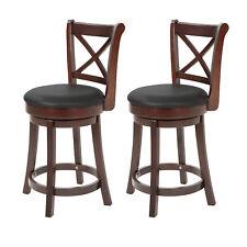 Bar Stools Counter Stools Kitchen Barstools with Wooden Low Back, Set of 2 - Furniture4Design