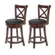 Bar Stools Counter Stools Kitchen Barstools with Wooden Low Back, Set of 2 - Furniture4Design