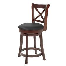 Bar Stools Counter Stools Kitchen Wooden Low Back Bar Stools with PU Leather - Furniture4Design