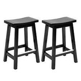 Bar Stools Set of 2 for Kitchen Counter Solid Wooden Saddle Stools 24"-30"Height - Furniture4Design