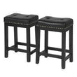 Bar Stools Set of 2 of PU Leather for Kitchen Counter Solid Stool 24"/29" Height - Furniture4Design