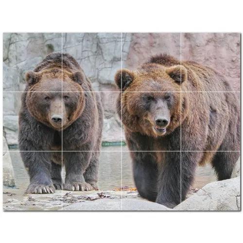 Bear Ceramic Tile Wall Mural PT500109. 24" W x 18" H (12) 6x6 tiles - Furniture4Design