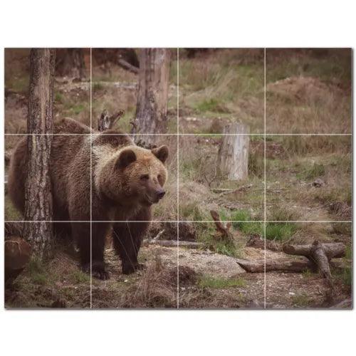 Bear Ceramic Tile Wall Mural PT500130. 24" W x 18" H (12) 6x6 tiles - Furniture4Design