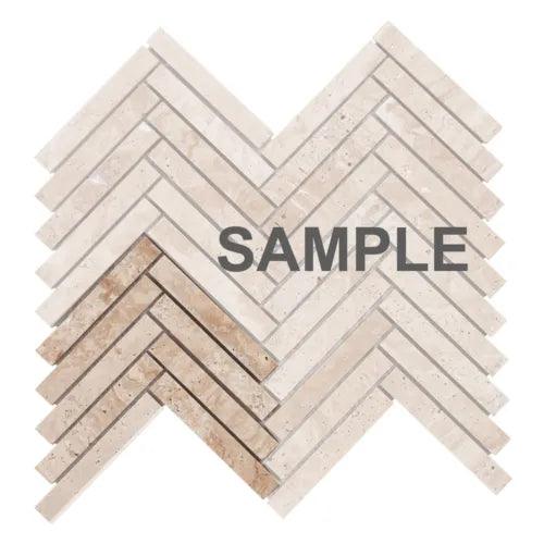 Beige Sand Travertine Stone Herringbone Mosaic Tile Kitchen Bath Wall Backsplash - Furniture4Design