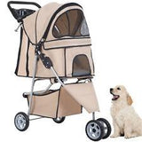 BestPet 3 Wheels Pet Stroller Folding with Cup Holder & Removable Liner - Furniture4Design