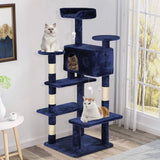 BestPet 54in Cat Tree Tower with Cozy Condo and Scratch Post, Navy Blue - Furniture4Design