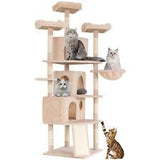 BestPet Cat Tree 72.8 inches XXL Large Cat Tower for Indoor Cats Tree, Beige - Furniture4Design