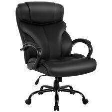 Big and Tall 500lbs Wide Seat Desk Chair with Lumbar Support Arms , Black - Furniture4Design