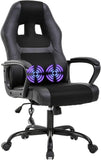 Black Ergonomic PC Gaming Chair with Massage and Lumbar Support - Furniture4Design