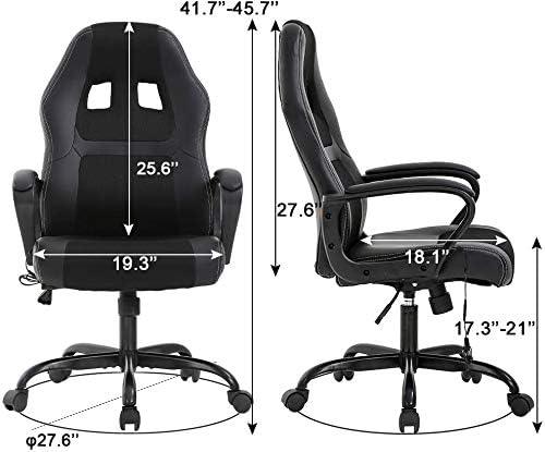 Black Ergonomic PC Gaming Chair with Massage and Lumbar Support - Furniture4Design