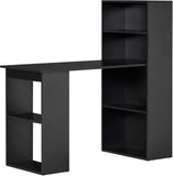 Black Modern Computer Desk with Storage Shelves and Bookshelf - Furniture4Design