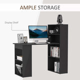 Black Modern Computer Desk with Storage Shelves and Bookshelf - Furniture4Design