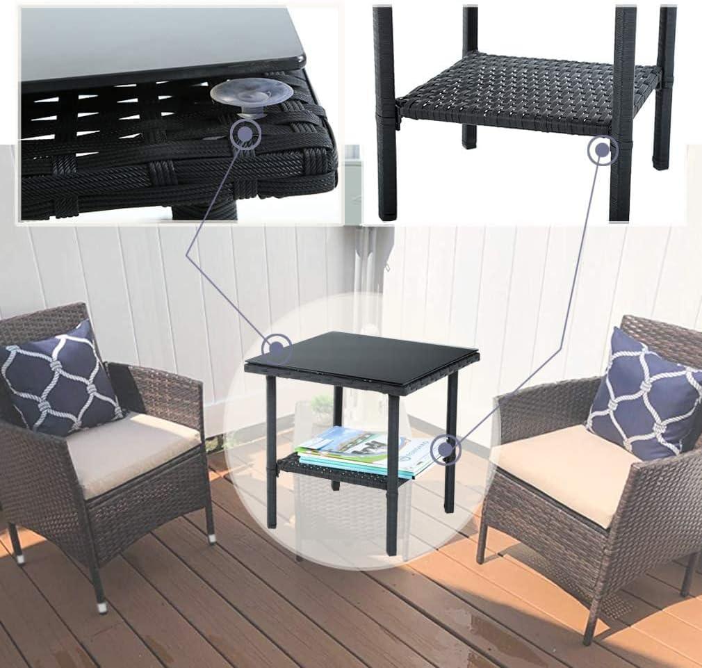 Black Outdoor Wicker Patio Furniture Set with Cushioned Chairs - Furniture4Design