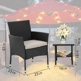 Black Outdoor Wicker Patio Furniture Set with Cushioned Chairs - Furniture4Design