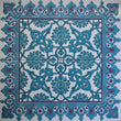 Blue 24"x24" Turkish Iznik Floral Pattern Raised Mural Ceramic Tile Panel - Furniture4Design