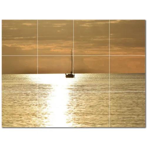 Boat Ceramic Tile Wall Mural PT500223. 24" W x 18" H (12) 6x6 tiles - Furniture4Design