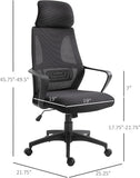 Breathable High Back Office Chair with Adjustable Headrest and Armrests, Ergonomic Black Mesh Desk Chair - Furniture4Design