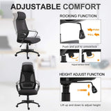 Breathable High Back Office Chair with Adjustable Headrest and Armrests, Ergonomic Black Mesh Desk Chair - Furniture4Design