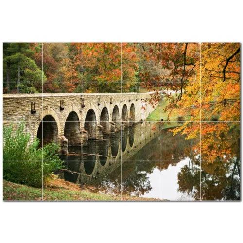 Bridge Ceramic Tile Wall Mural PT500246. 72" W x 48" H (24) 12x12 tiles - Furniture4Design