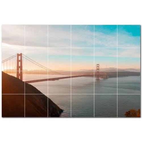 Bridge Ceramic Tile Wall Mural PT500262. 72" W x 48" H (24) 12x12 tiles - Furniture4Design