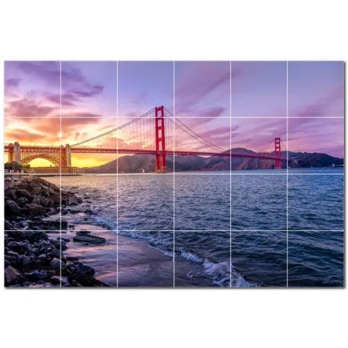 Bridge Ceramic Tile Wall Mural PT500275. 72" W x 48" H (24) 12x12 tiles - Furniture4Design