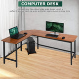 Brown L Shaped Gaming Desk with Large Work Space - Furniture4Design