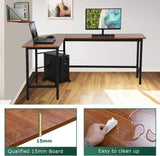 Brown L Shaped Gaming Desk with Large Work Space - Furniture4Design